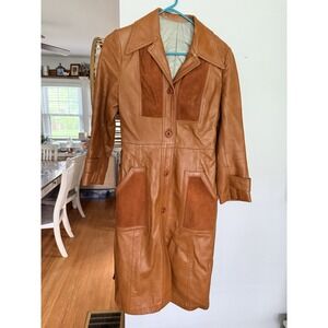 Vintage 70s Kirks Suede Life Leather Suede Jacket Trenchcoat Size 8 Small